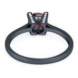 Minimalist Round Natural Stone Solitaire Ring