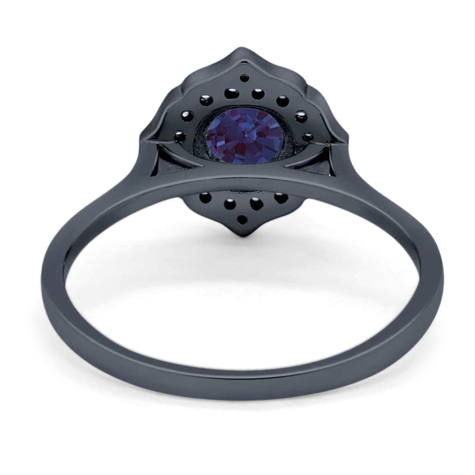 Floral Round Natural Stone Halo Ring