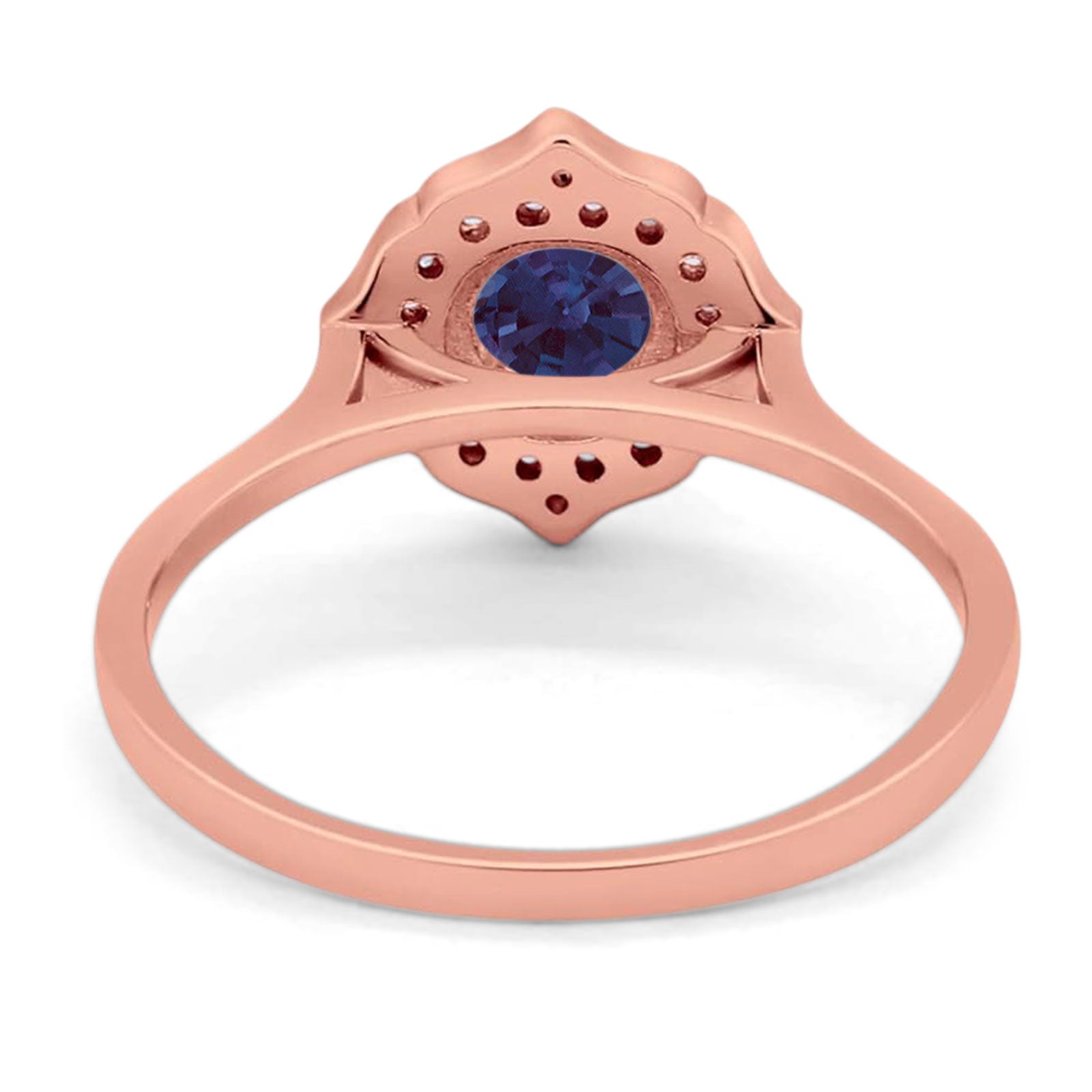 Floral Round Natural Stone Halo Ring