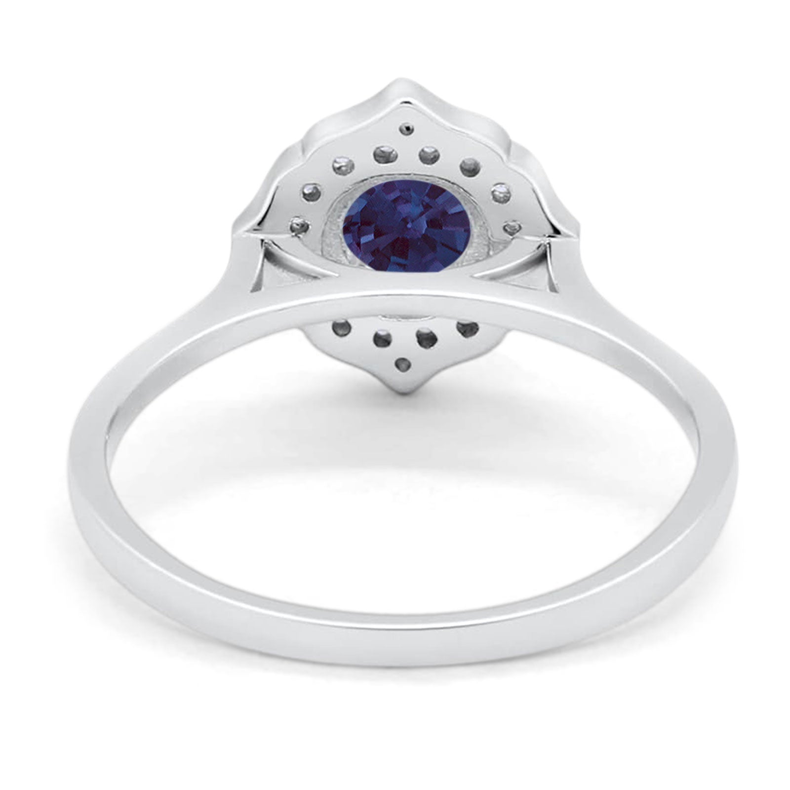 Floral Round Natural Stone Halo Ring