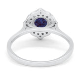 Floral Round Natural Stone Halo Ring