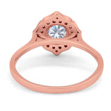 Floral Round Natural Stone Halo Ring