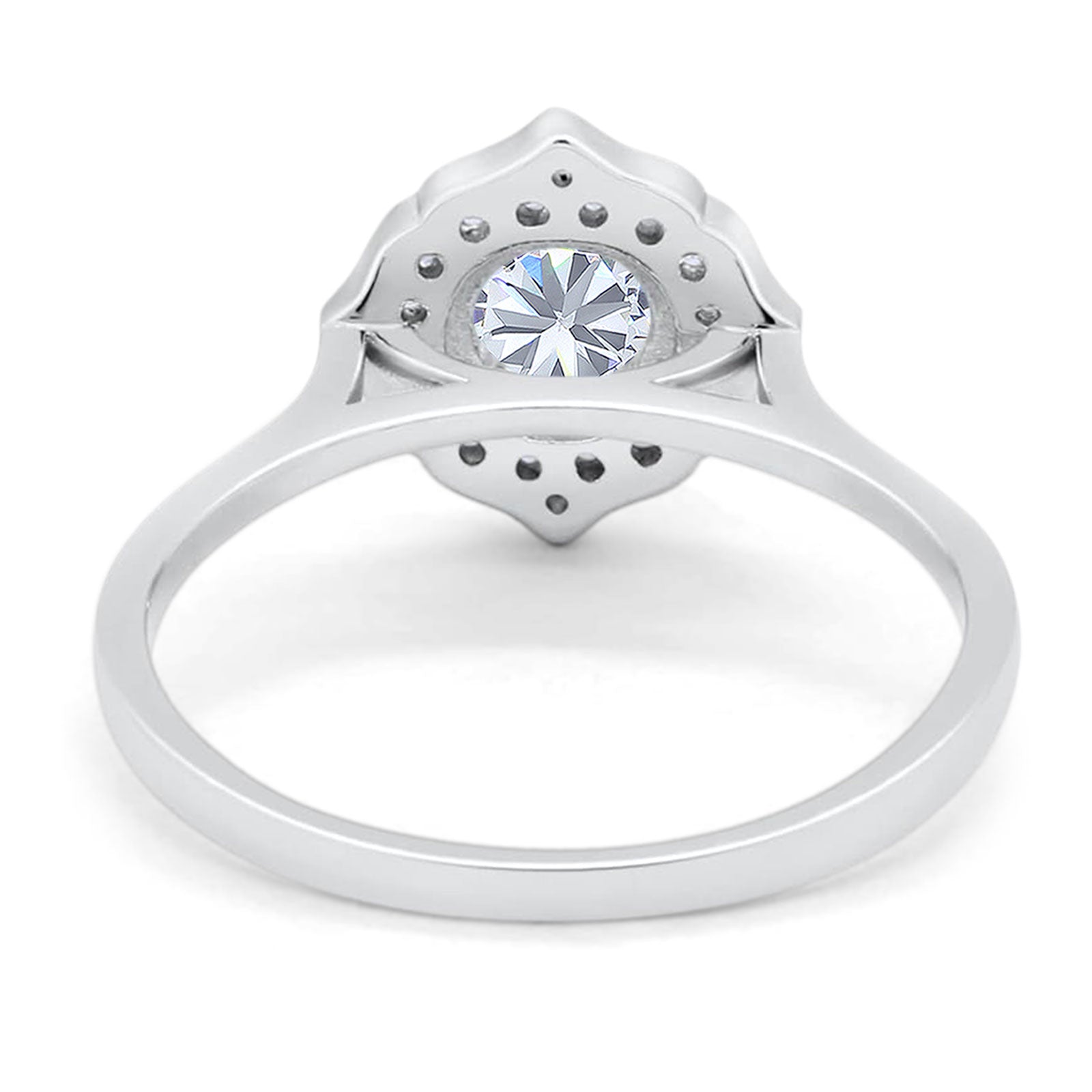 Floral Round Natural Stone Halo Ring