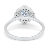 Floral Round Natural Stone Halo Ring