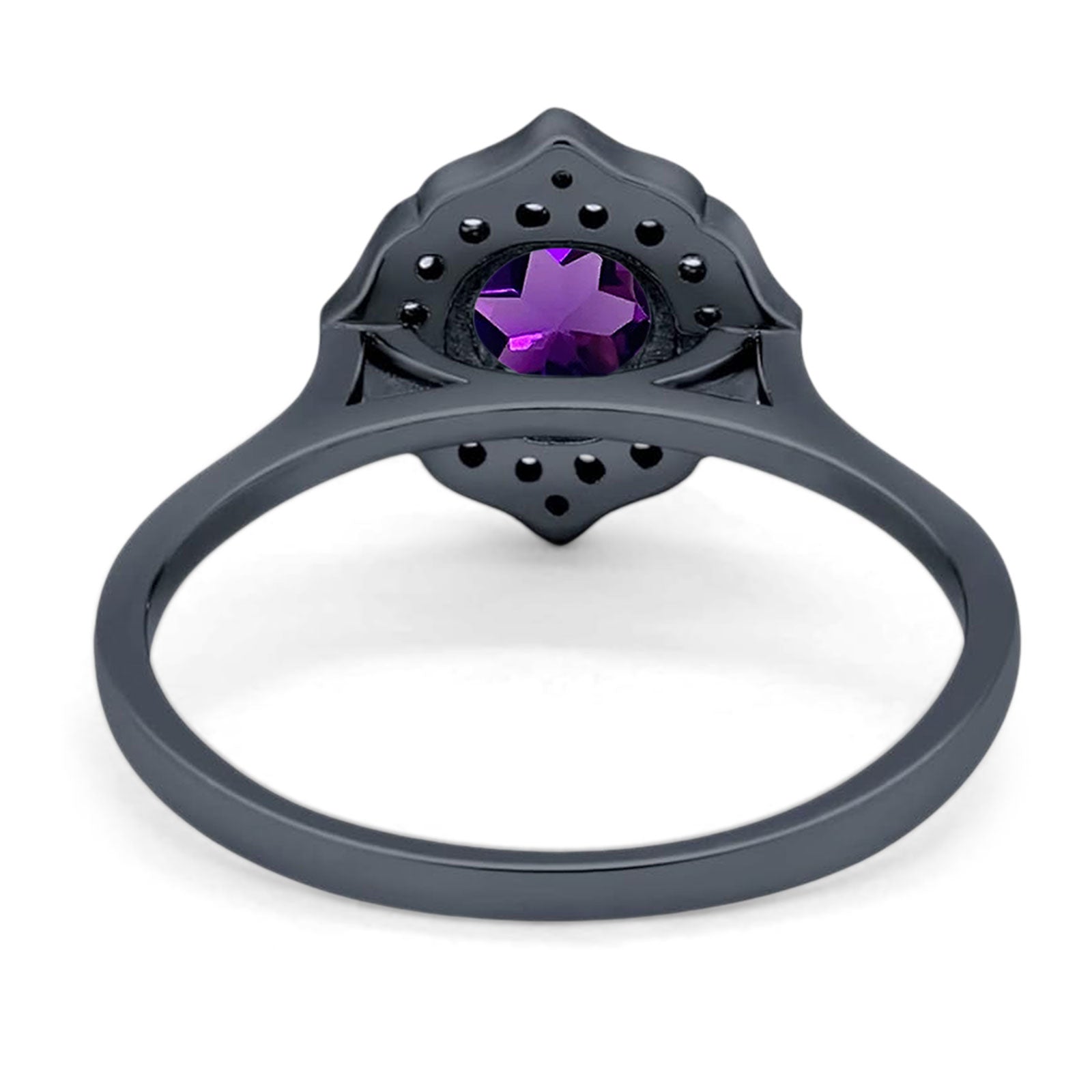 Floral Round Natural Stone Halo Ring