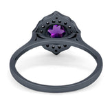 Floral Round Natural Stone Halo Ring