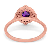 Floral Round Natural Stone Halo Ring