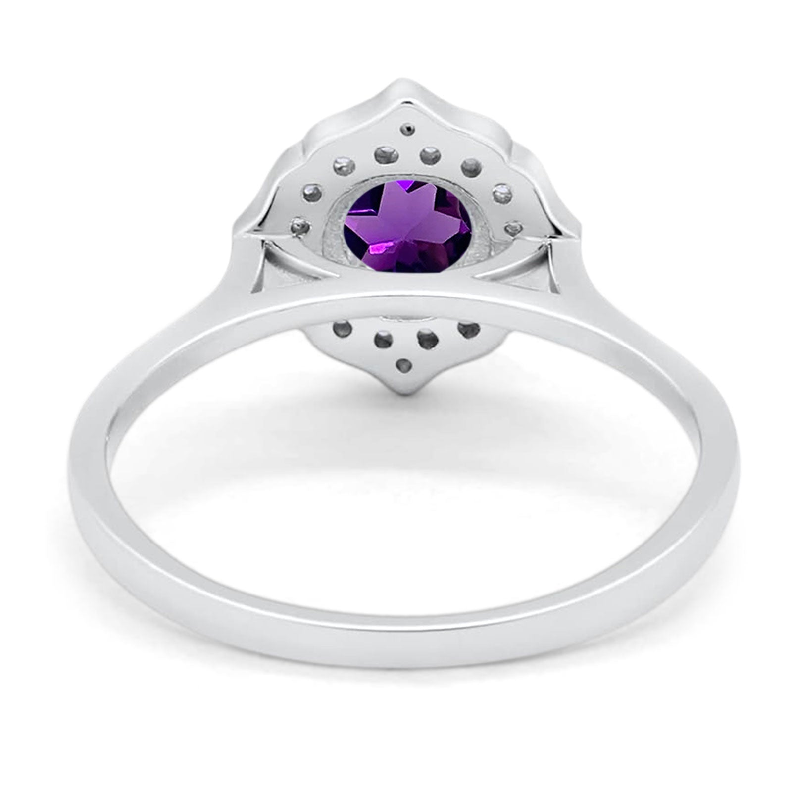 Floral Round Natural Stone Halo Ring