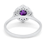 Floral Round Natural Stone Halo Ring