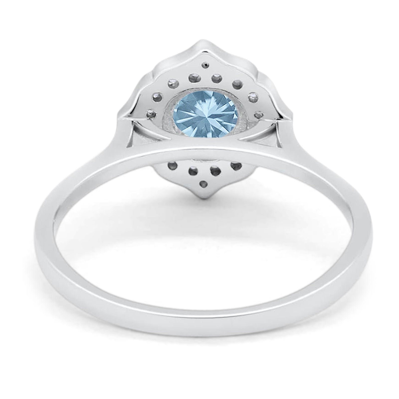 Floral Round Natural Stone Halo Ring