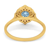 Floral Round Natural Stone Halo Ring
