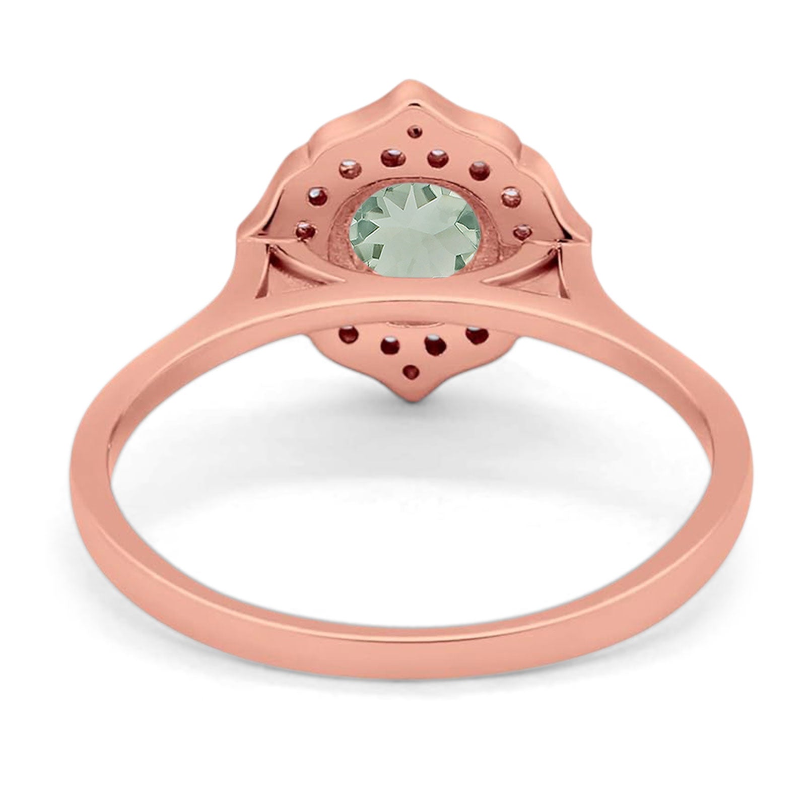 Floral Round Natural Stone Halo Ring