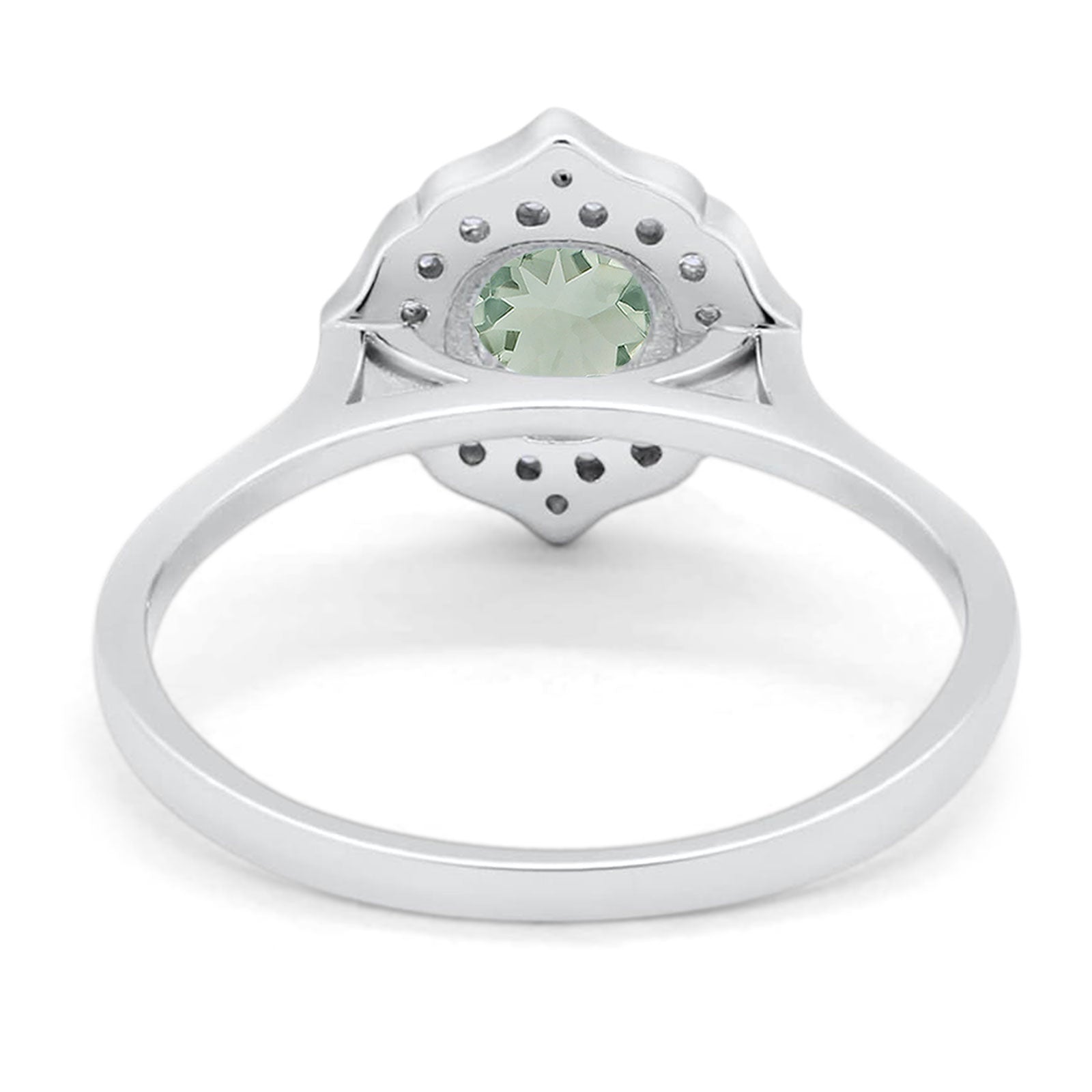 Floral Round Natural Stone Halo Ring