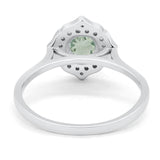 Floral Round Natural Stone Halo Ring