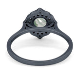 Floral Round Natural Stone Halo Ring