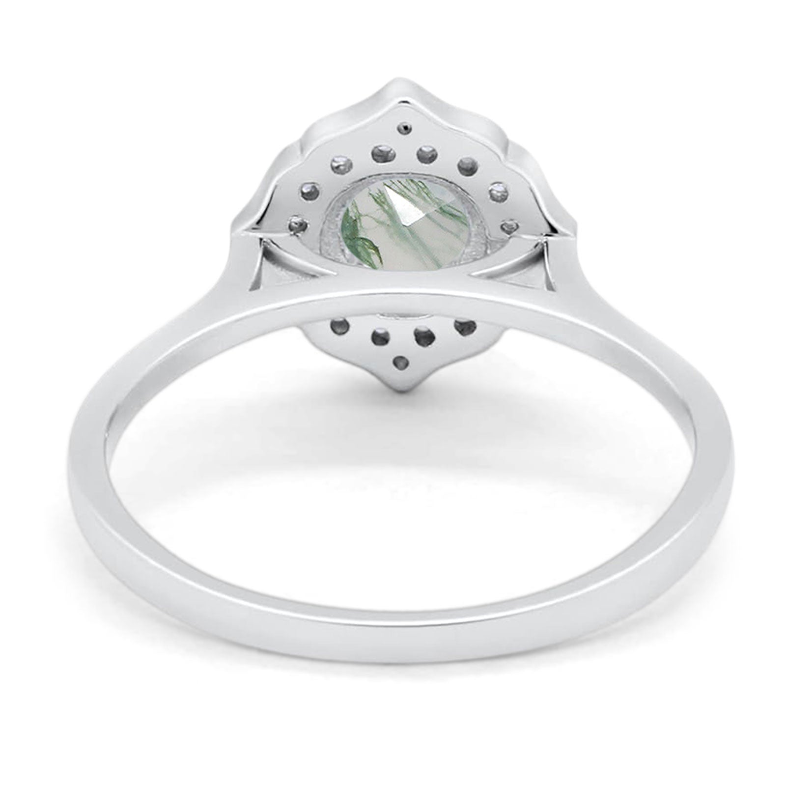 Floral Round Natural Stone Halo Ring