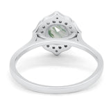 Floral Round Natural Stone Halo Ring