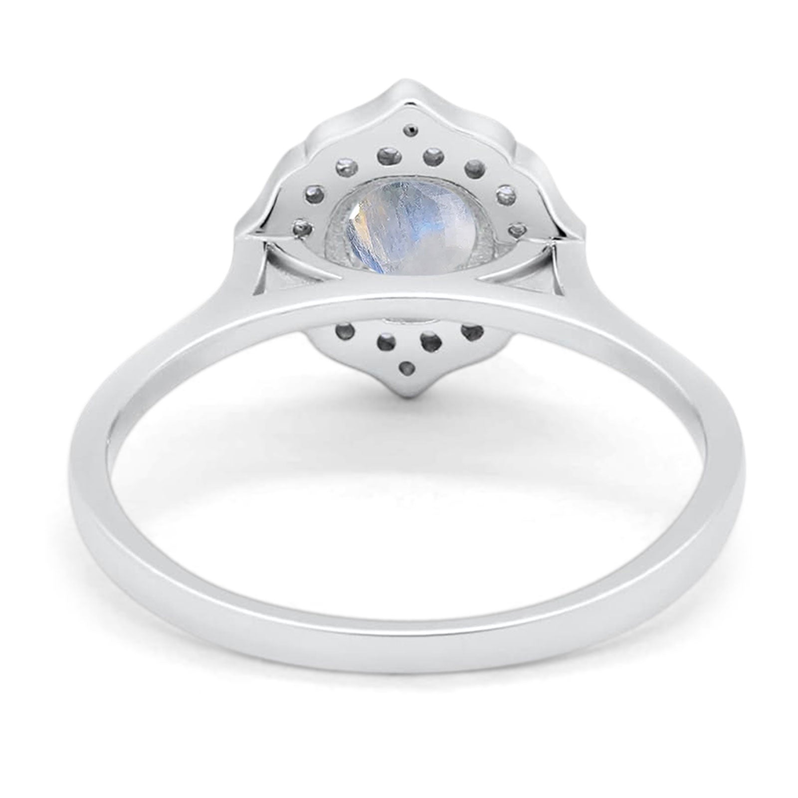 Floral Round Natural Stone Halo Ring