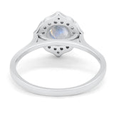 Floral Round Natural Stone Halo Ring