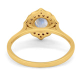 Floral Round Natural Stone Halo Ring