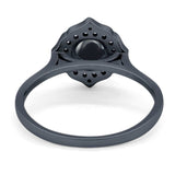 Floral Round Natural Stone Halo Ring
