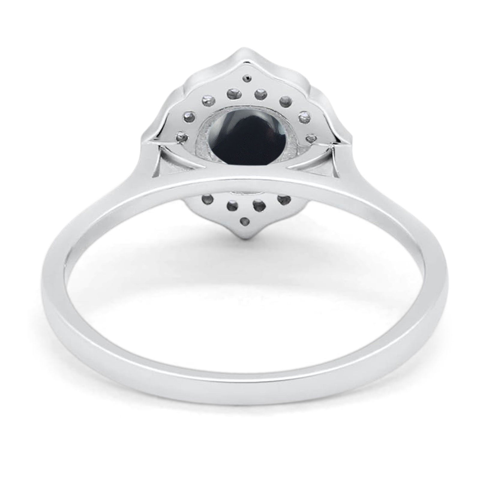 Floral Round Natural Stone Halo Ring