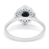 Floral Round Natural Stone Halo Ring