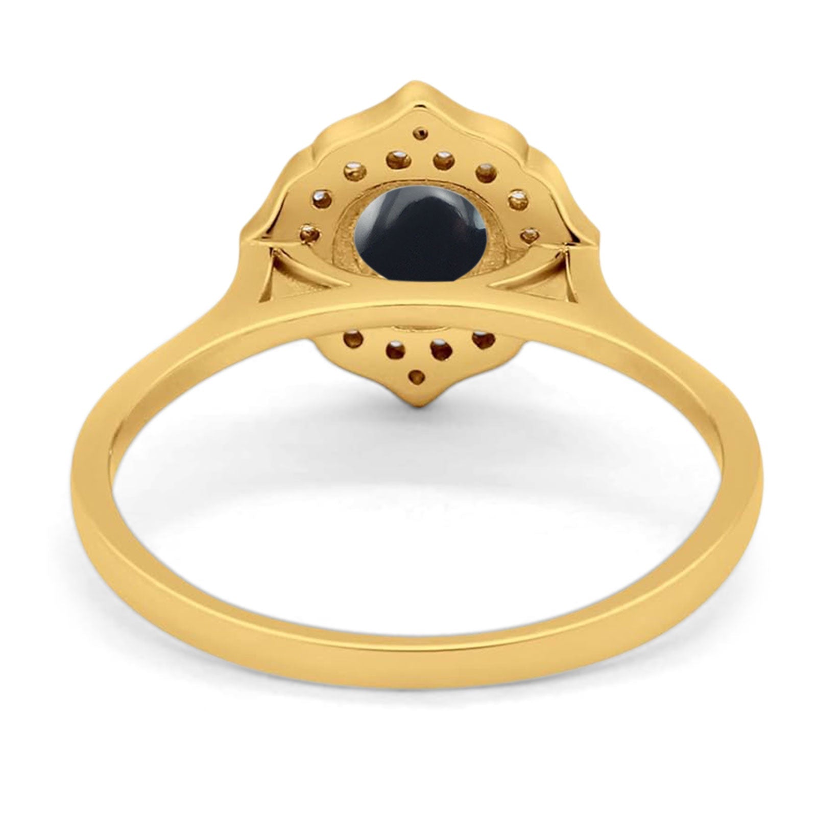 Floral Round Natural Stone Halo Ring