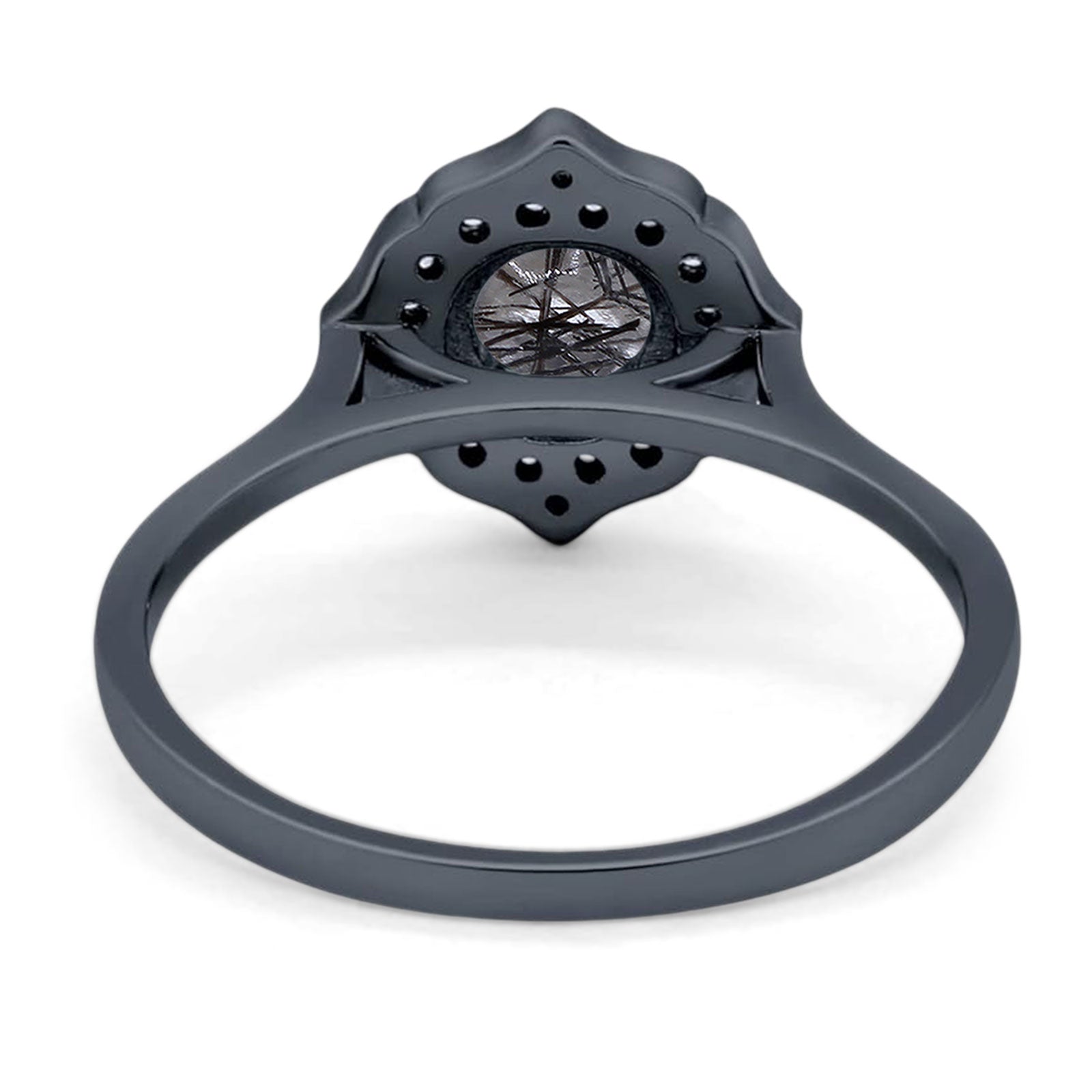 Floral Round Natural Stone Halo Ring