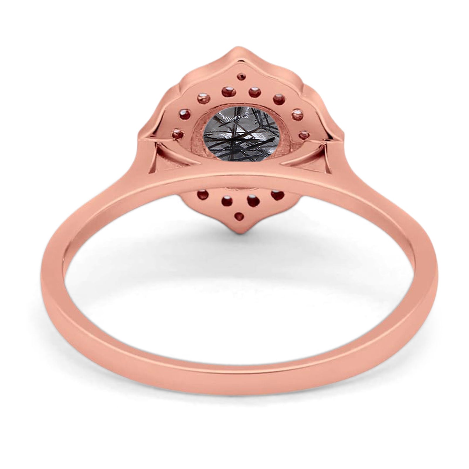 Floral Round Natural Stone Halo Ring
