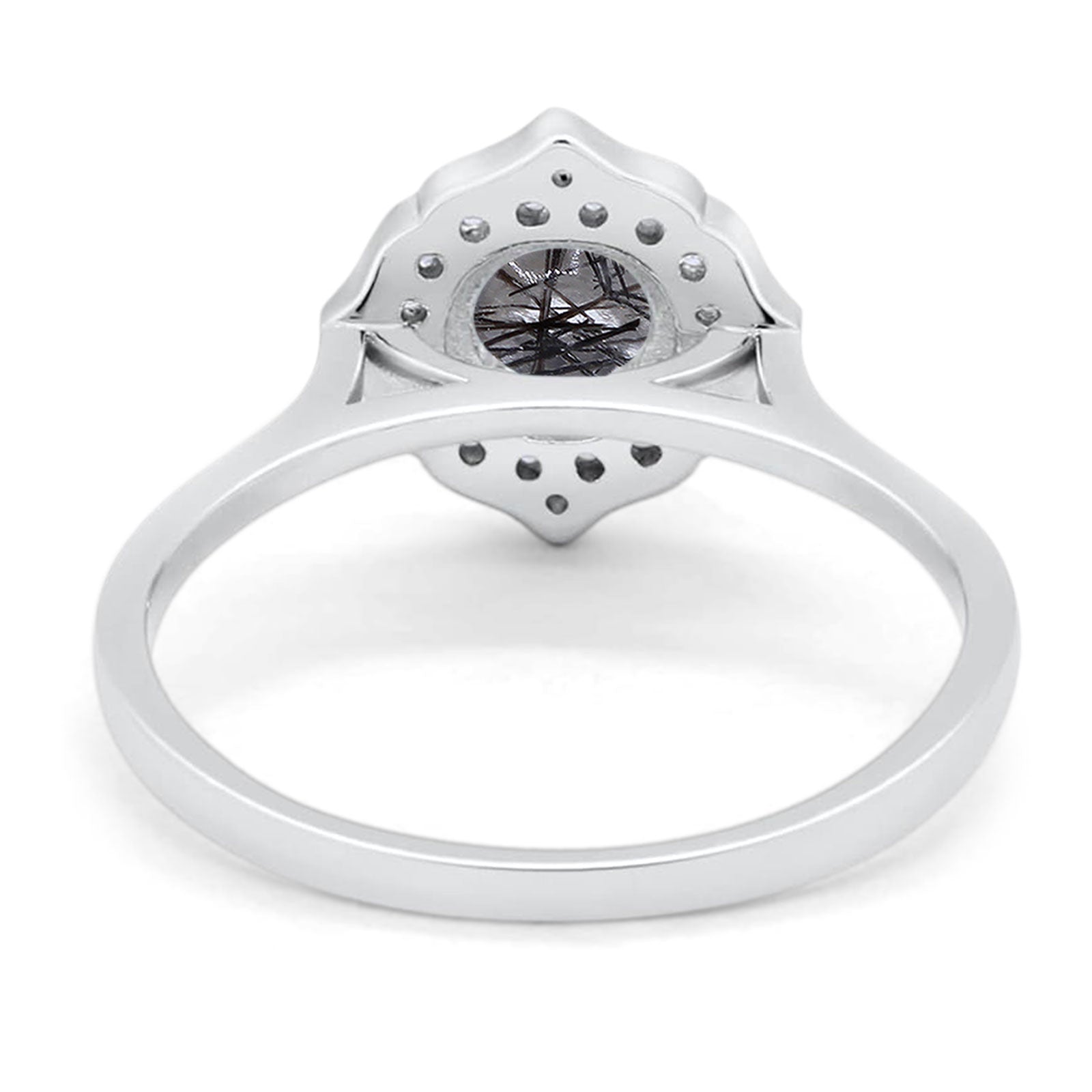 Floral Round Natural Stone Halo Ring