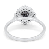 Floral Round Natural Stone Halo Ring