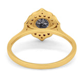 Floral Round Natural Stone Halo Ring