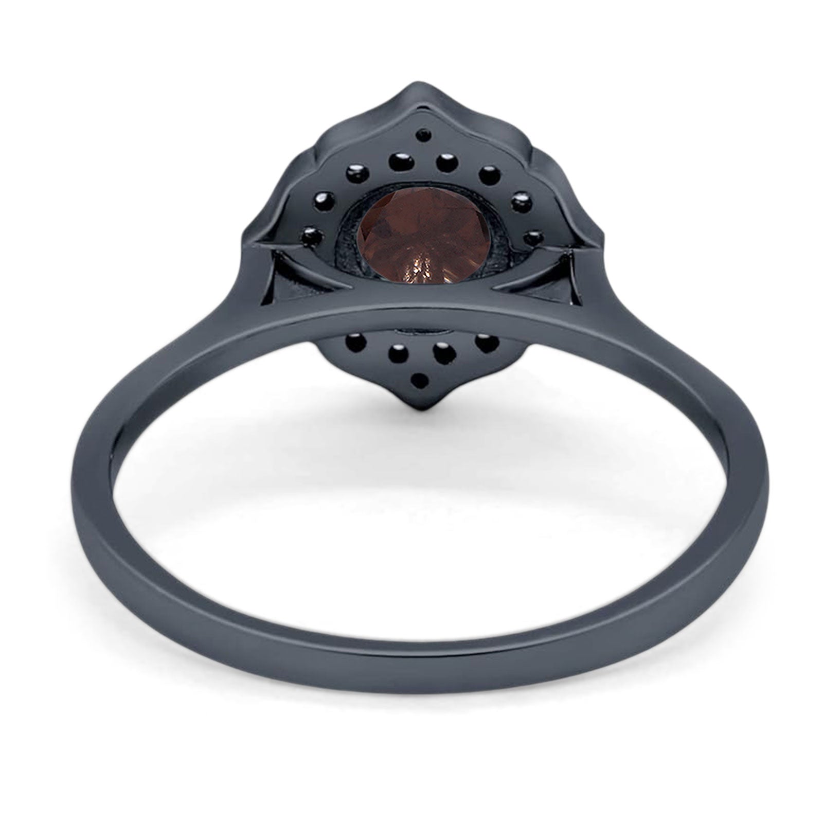 Floral Round Natural Stone Halo Ring