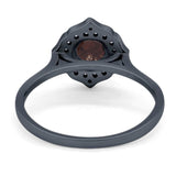 Floral Round Natural Stone Halo Ring