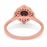 Floral Round Natural Stone Halo Ring