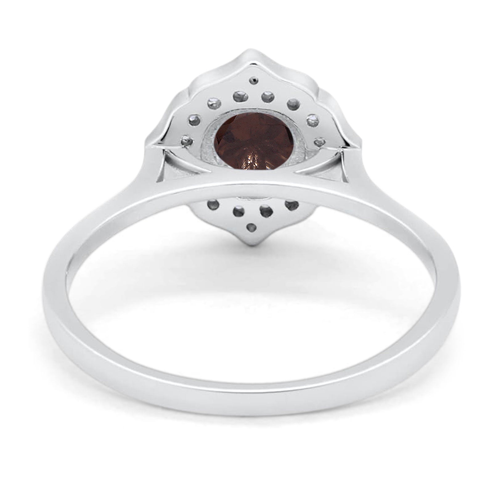 Floral Round Natural Stone Halo Ring