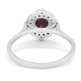 Floral Round Natural Stone Halo Ring