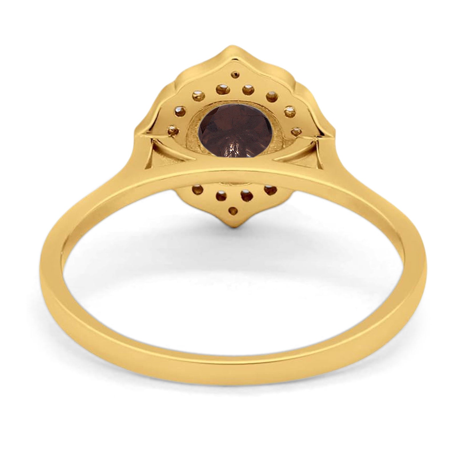 Floral Round Natural Stone Halo Ring