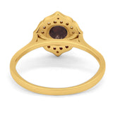 Floral Round Natural Stone Halo Ring