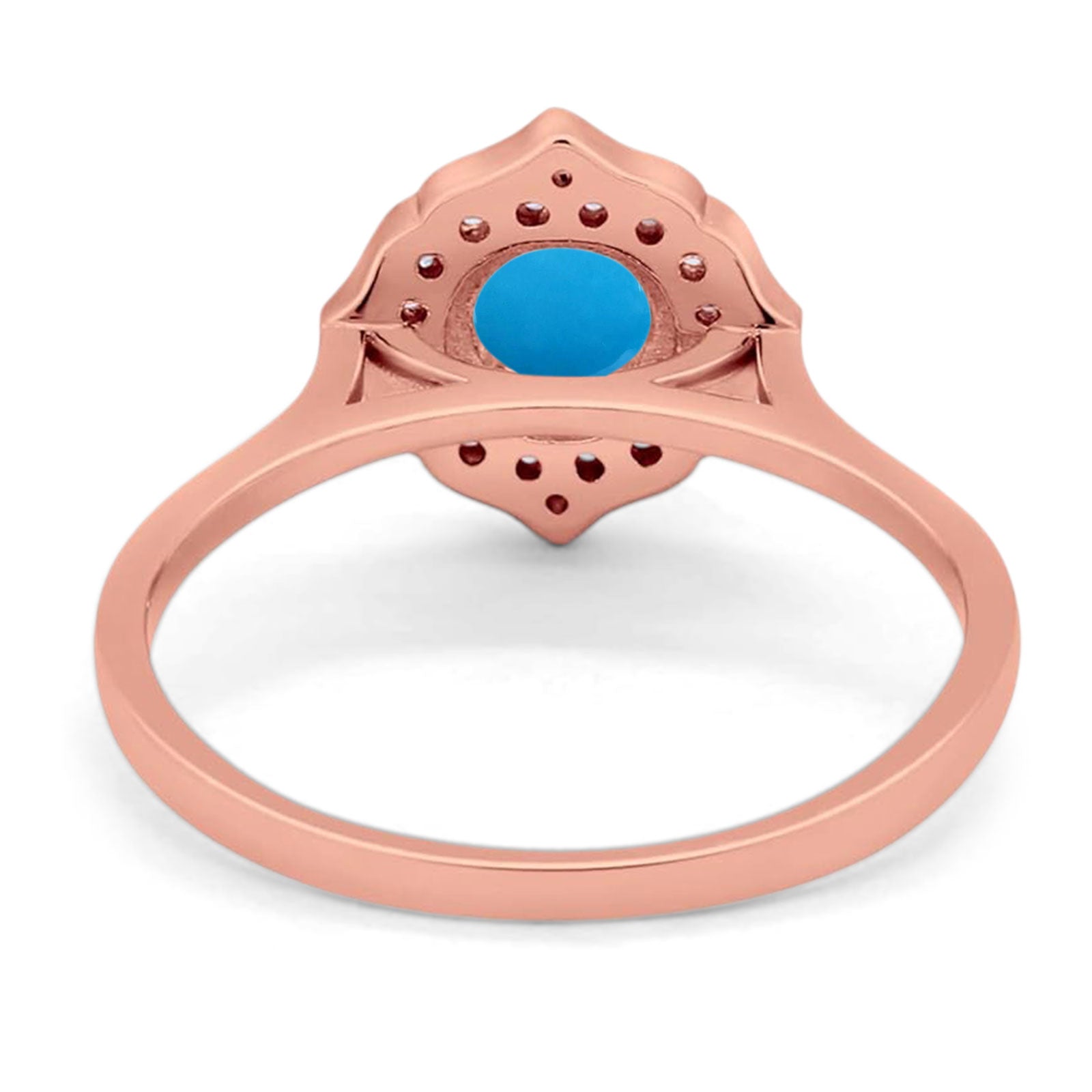 Floral Round Natural Stone Halo Ring