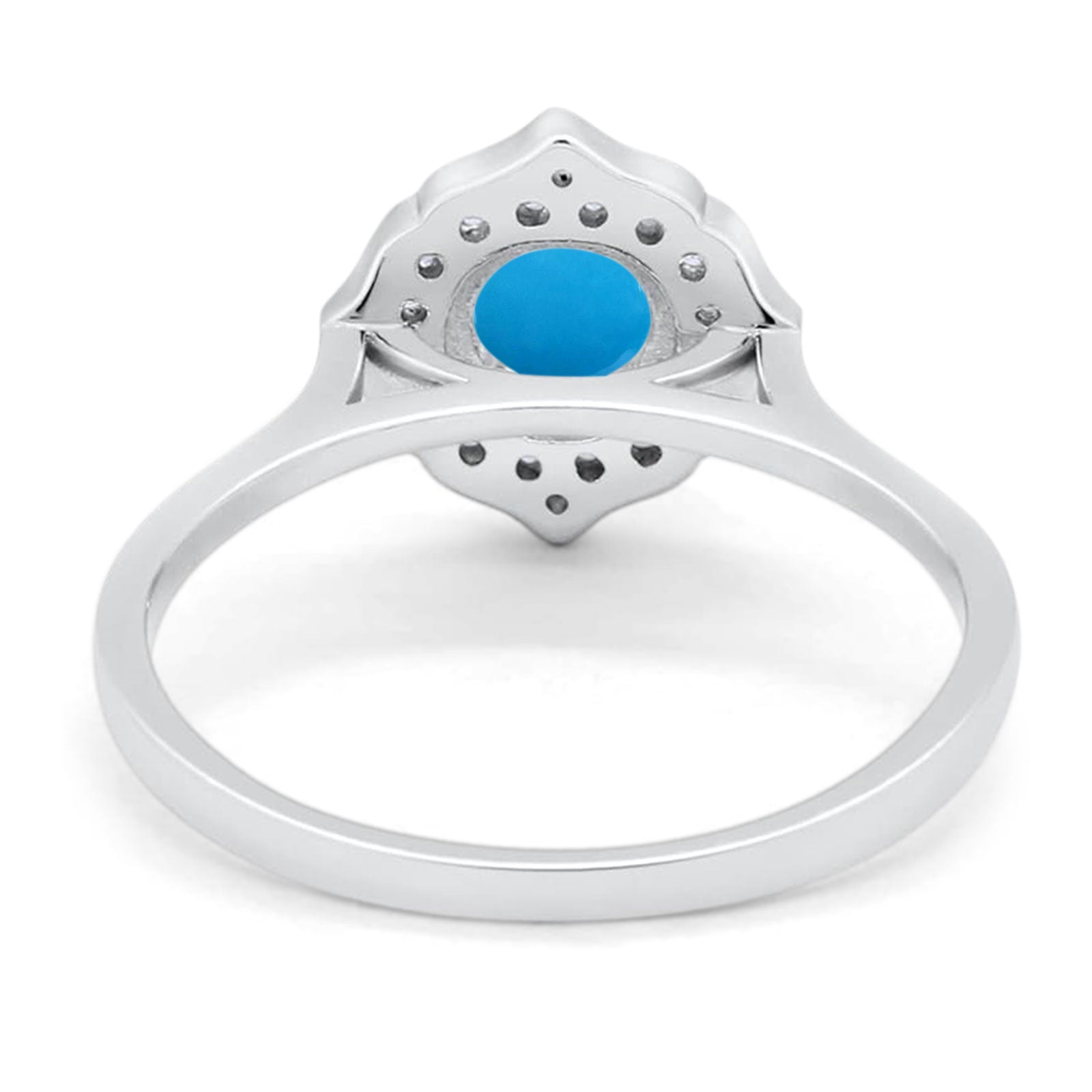 Floral Round Natural Stone Halo Ring