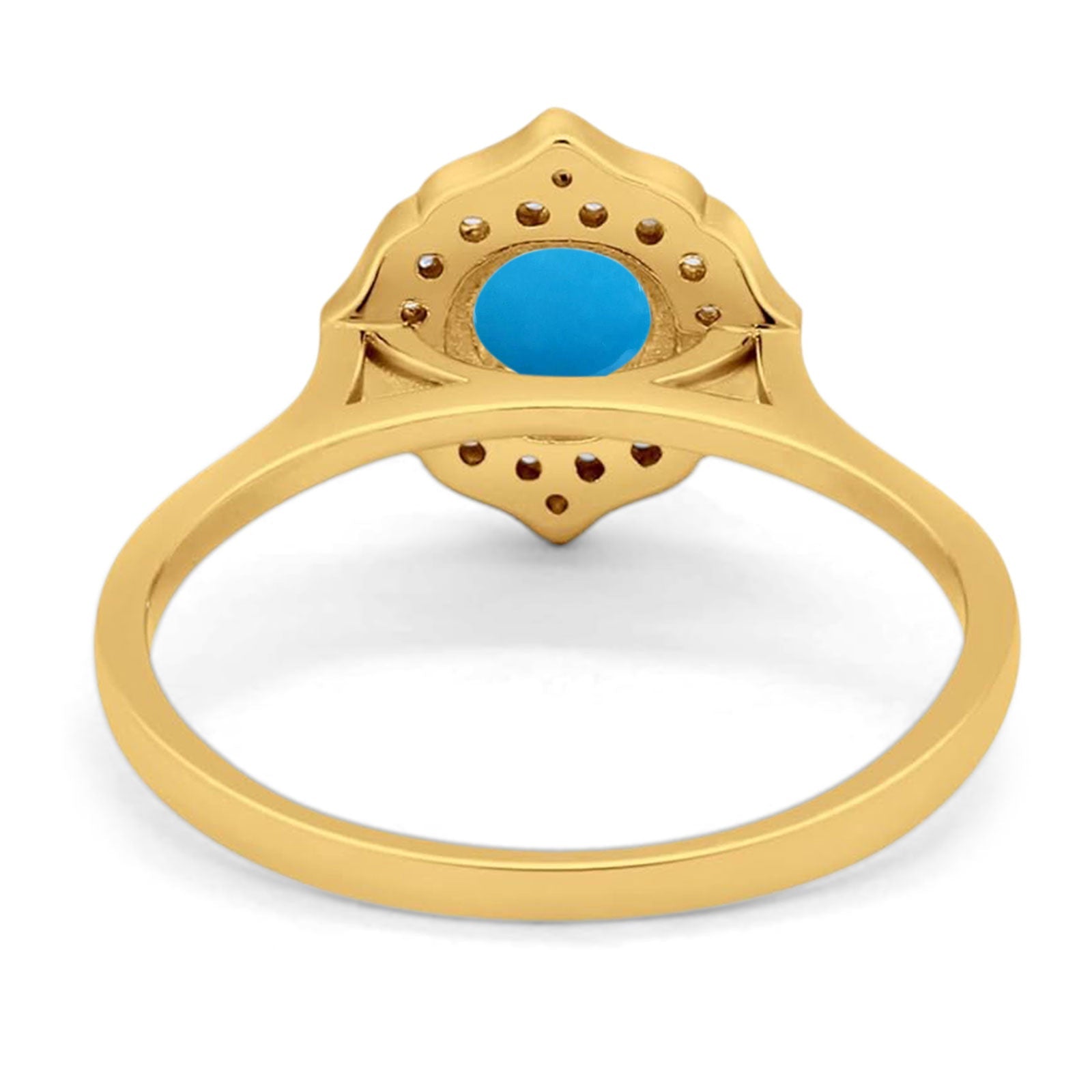 Floral Round Natural Stone Halo Ring