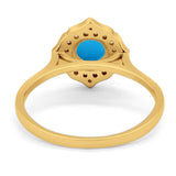 Floral Round Natural Stone Halo Ring