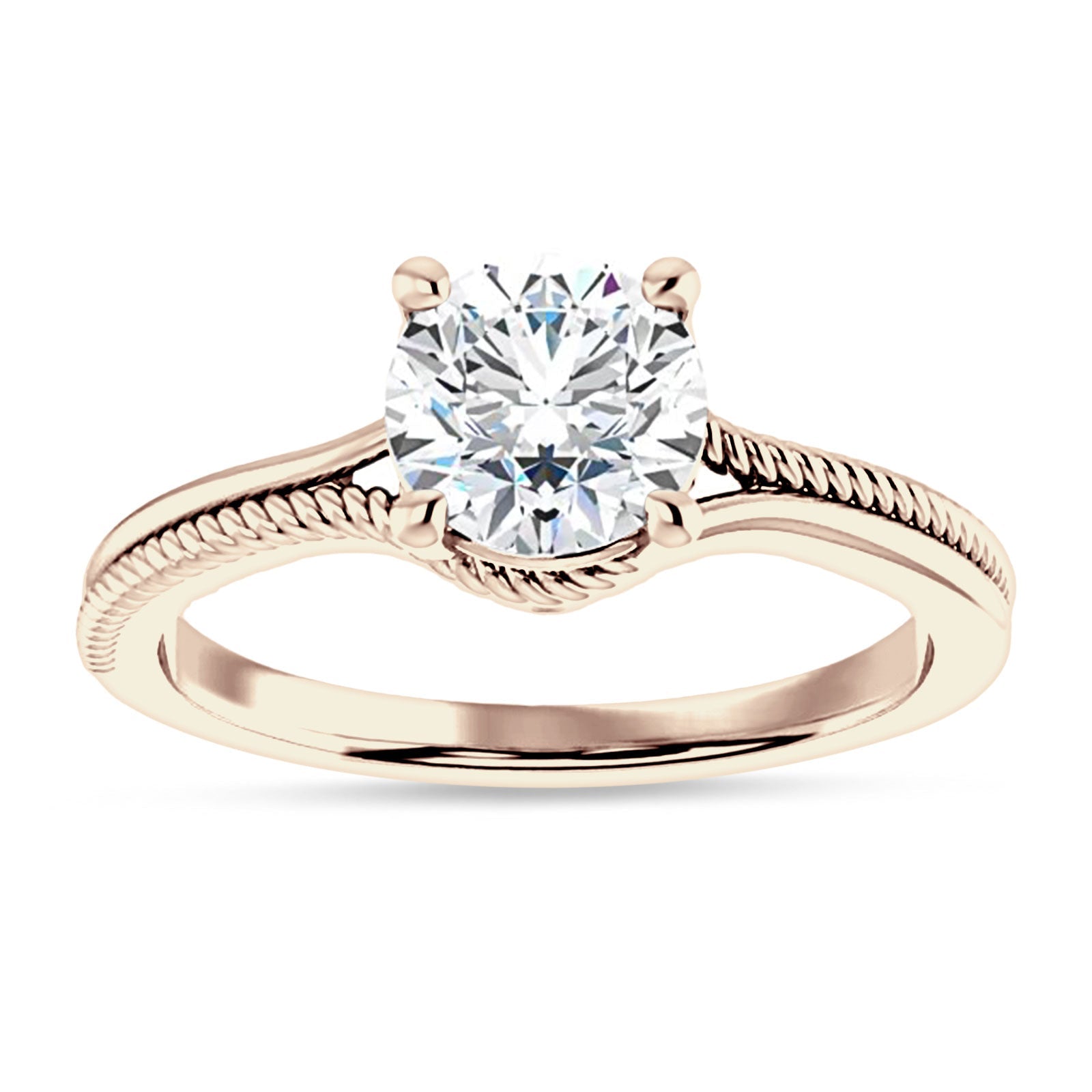 10K Gold IGI Certified Round 2 Carat Lab Grown Diamond Twisted Solitaire Ring