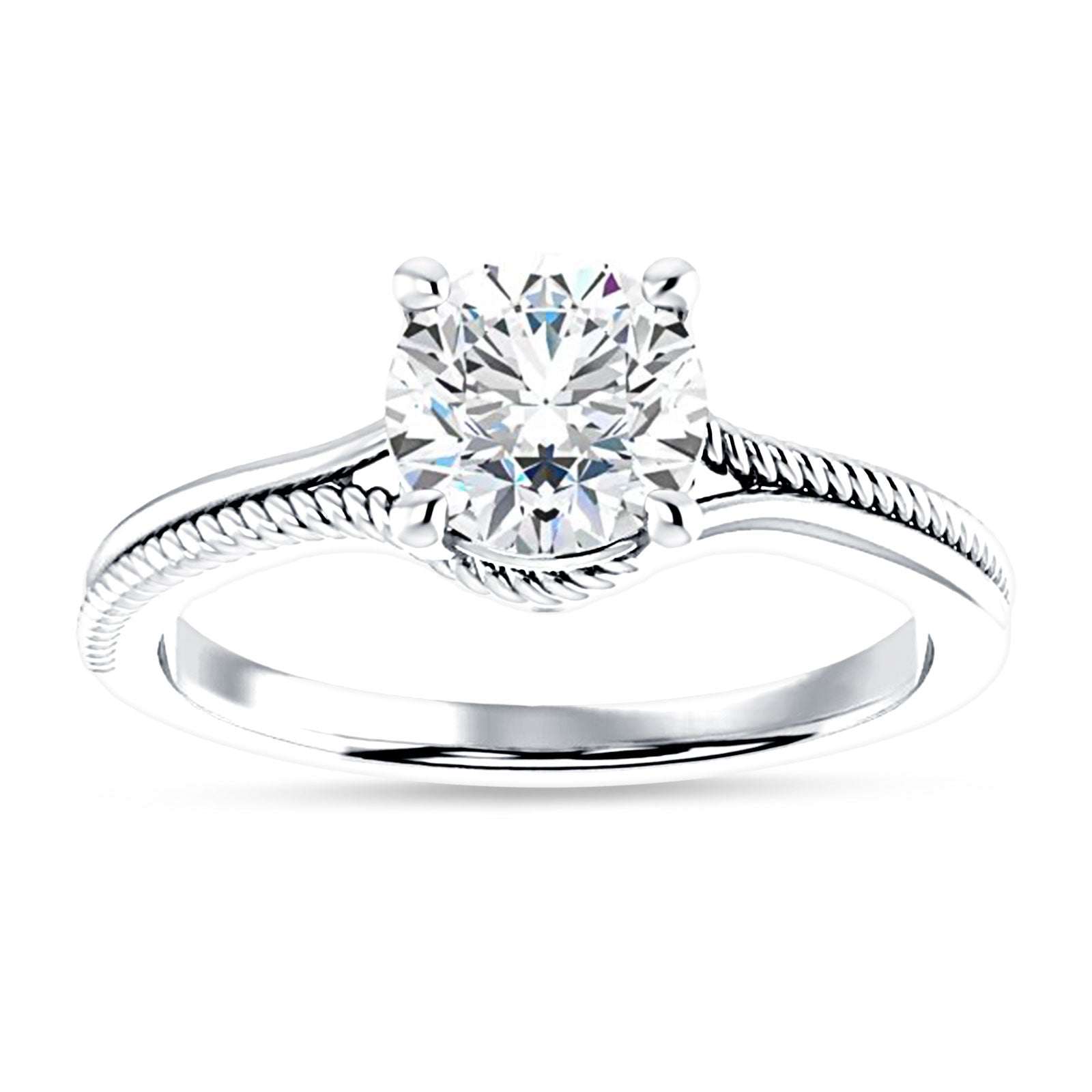 18K Gold IGI Certified Round 2 Carat Lab Grown Diamond Twisted Solitaire Ring
