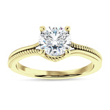 14K Gold IGI Certified Round 2 Carat Lab Grown Diamond Twisted Solitaire Ring