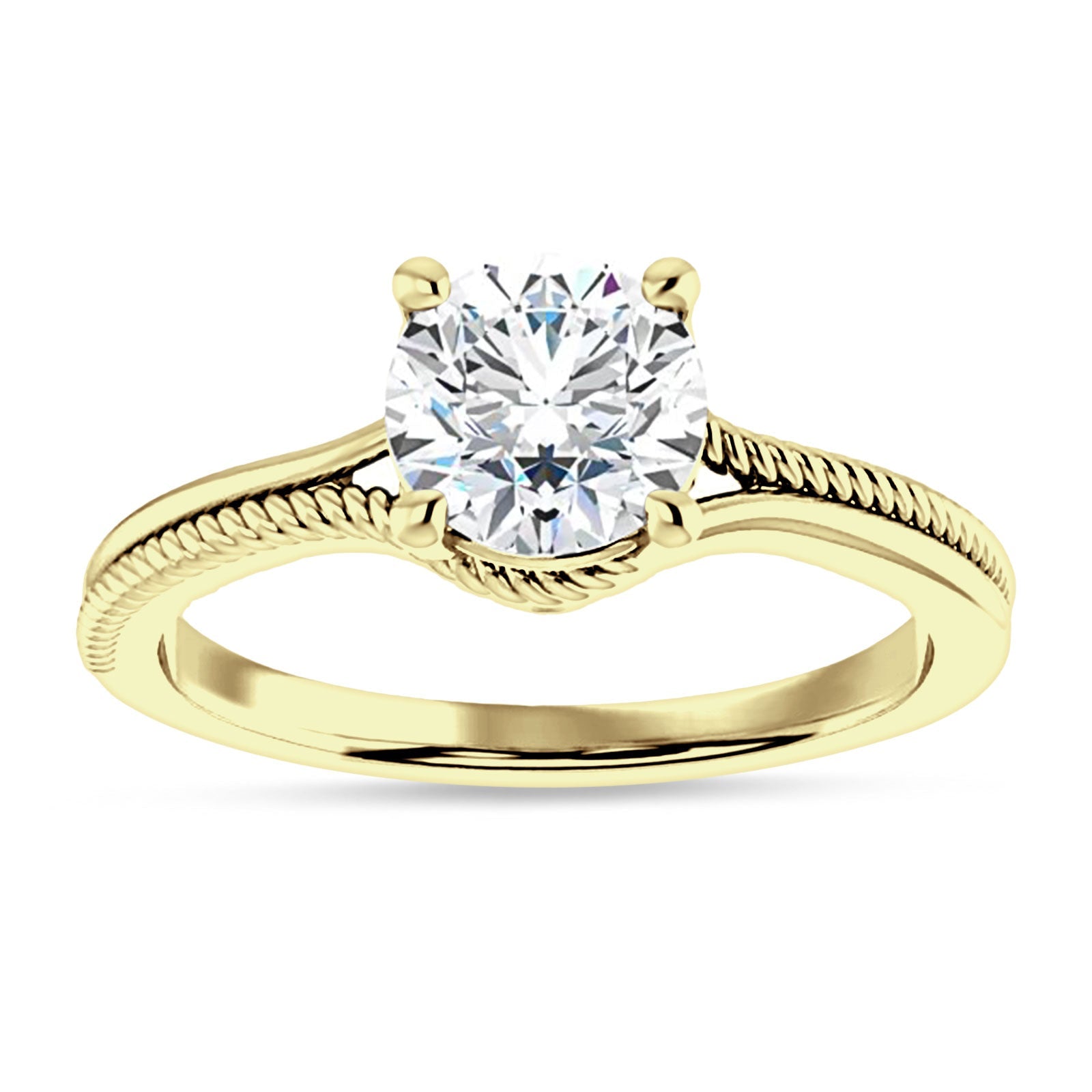 18K Gold IGI Certified Round 3 Carat Lab Grown Diamond Twisted Solitaire Ring