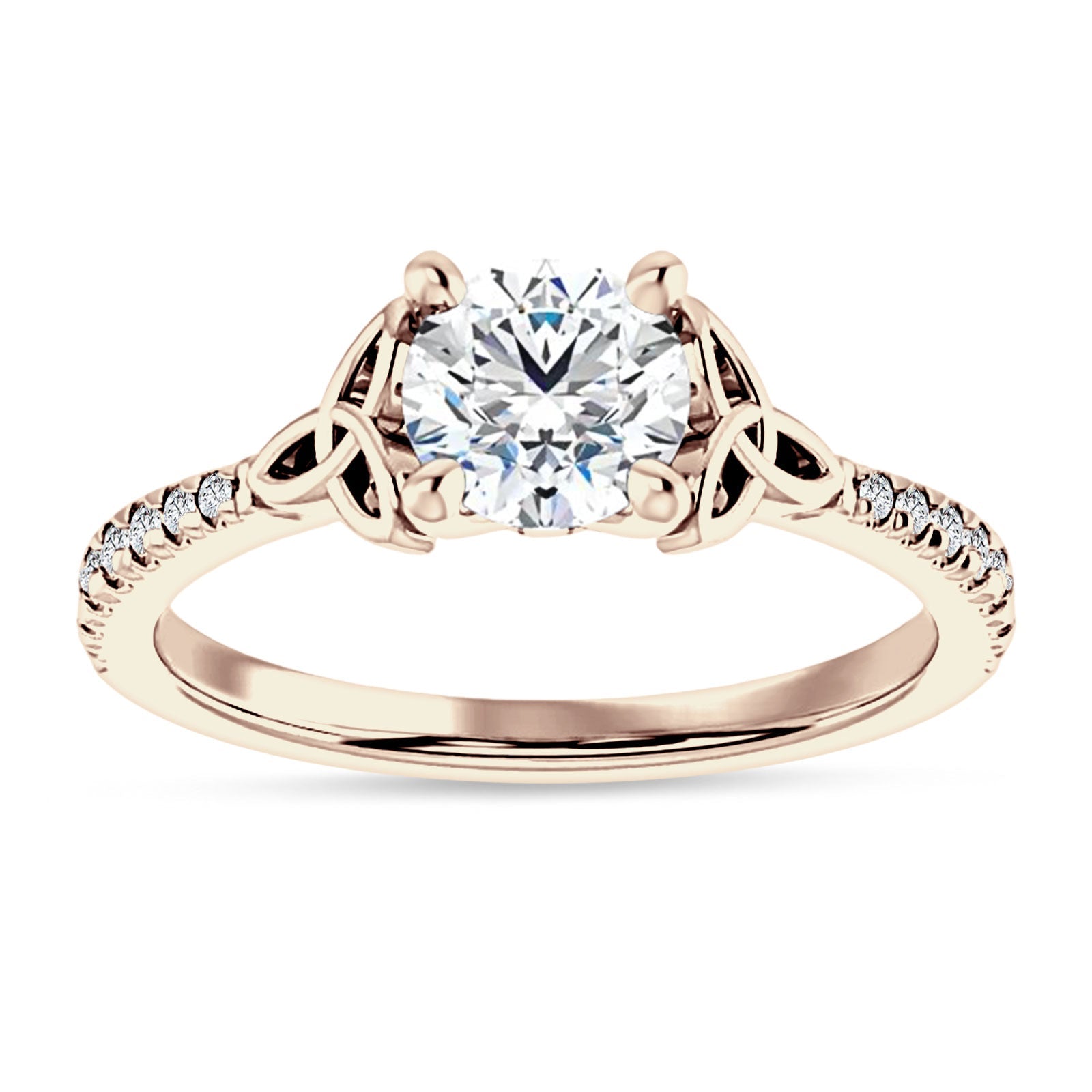 10K Gold IGI Certified Round 2 Carat Lab Grown Diamond Art Deco Trinity Cluster Ring