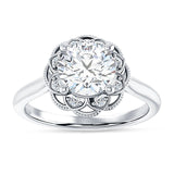 10K Gold IGI Certified Round 2 Carat Lab Grown Diamond Art Deco Floral Ring